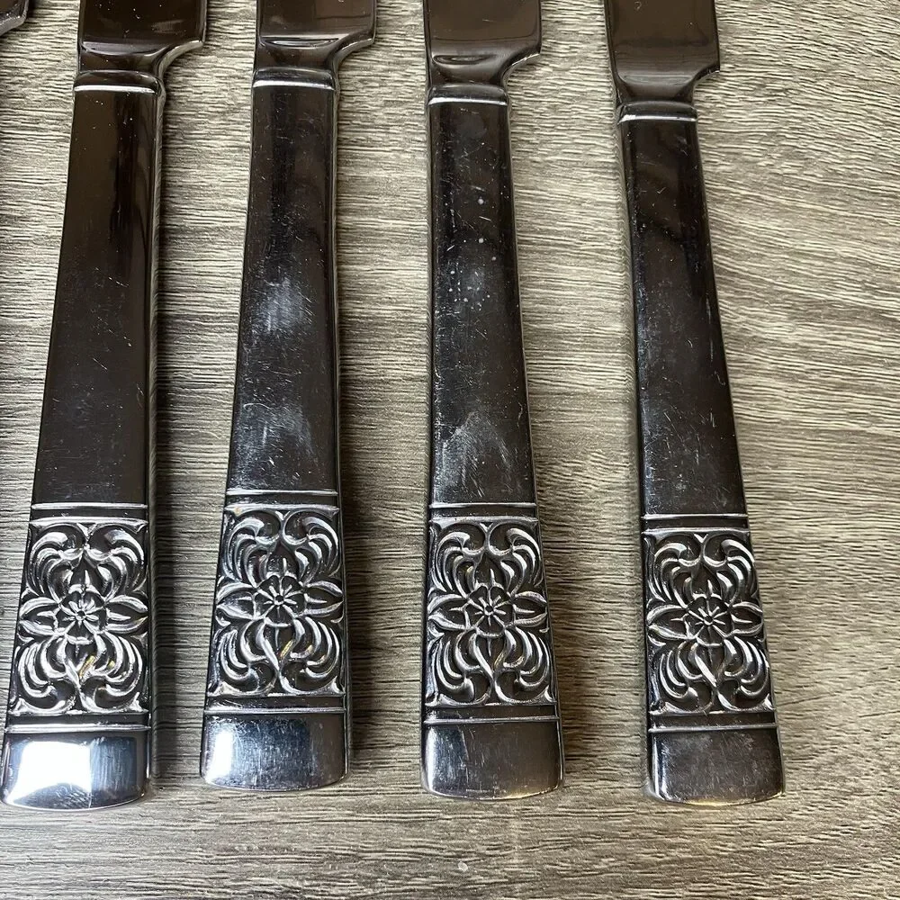 Reed & Barton Lot Of 6 Harvest Bouquet Stainless Steel Steak Knives Replacement